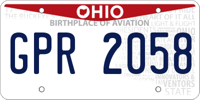 OH license plate GPR2058
