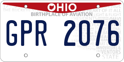 OH license plate GPR2076