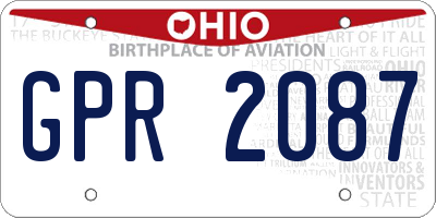 OH license plate GPR2087