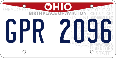 OH license plate GPR2096