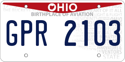 OH license plate GPR2103