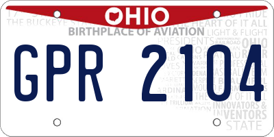 OH license plate GPR2104