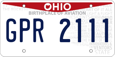 OH license plate GPR2111