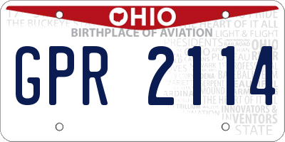 OH license plate GPR2114