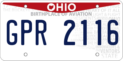 OH license plate GPR2116