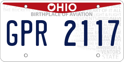 OH license plate GPR2117