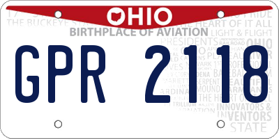 OH license plate GPR2118
