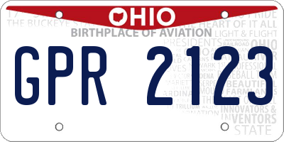OH license plate GPR2123