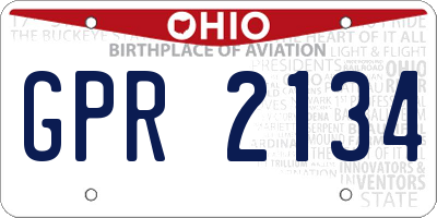 OH license plate GPR2134