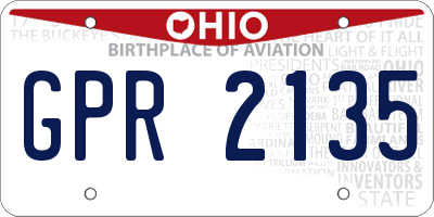 OH license plate GPR2135