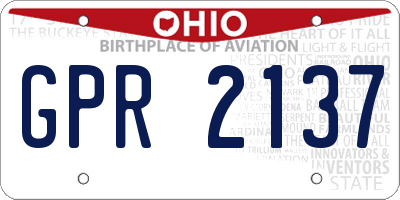 OH license plate GPR2137