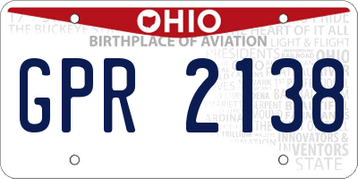 OH license plate GPR2138