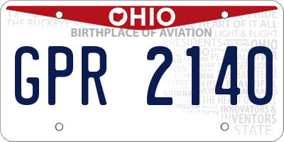 OH license plate GPR2140