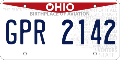OH license plate GPR2142