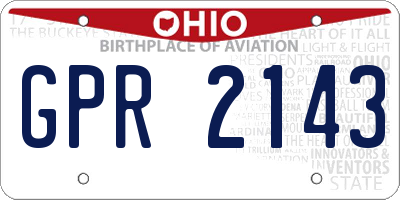 OH license plate GPR2143