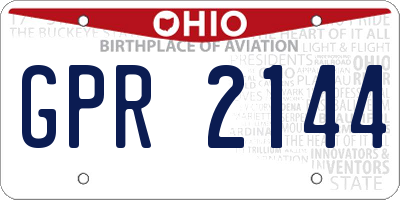 OH license plate GPR2144
