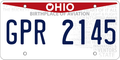 OH license plate GPR2145