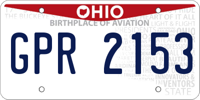 OH license plate GPR2153