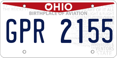 OH license plate GPR2155