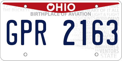 OH license plate GPR2163