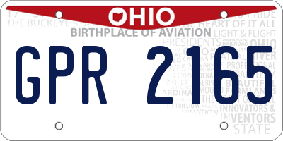 OH license plate GPR2165