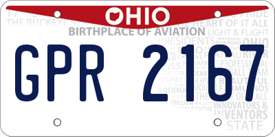 OH license plate GPR2167