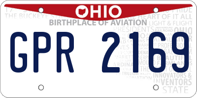 OH license plate GPR2169