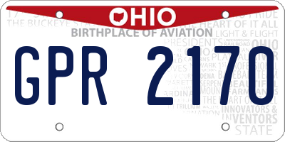 OH license plate GPR2170