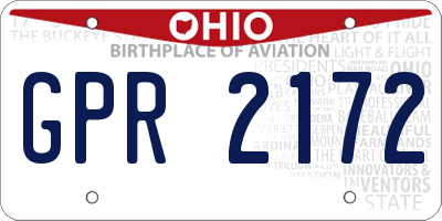 OH license plate GPR2172