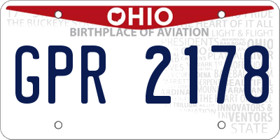 OH license plate GPR2178