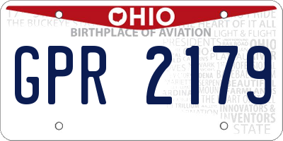 OH license plate GPR2179
