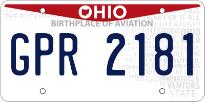 OH license plate GPR2181