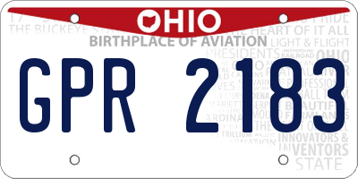 OH license plate GPR2183
