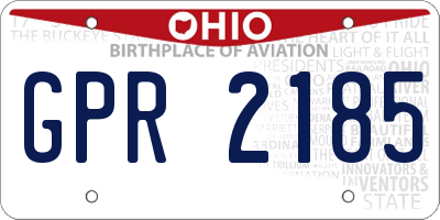 OH license plate GPR2185