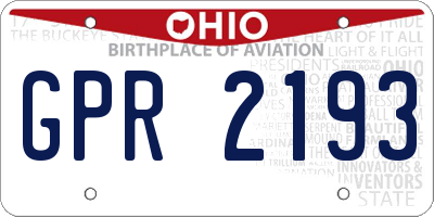 OH license plate GPR2193