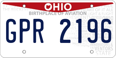OH license plate GPR2196