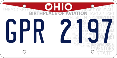 OH license plate GPR2197