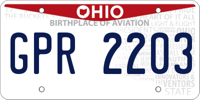 OH license plate GPR2203