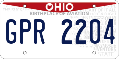 OH license plate GPR2204
