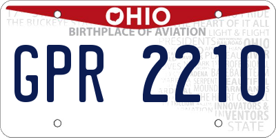 OH license plate GPR2210