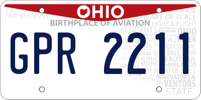 OH license plate GPR2211