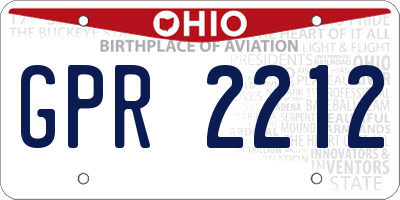 OH license plate GPR2212