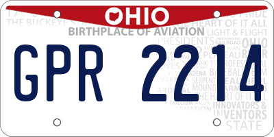 OH license plate GPR2214
