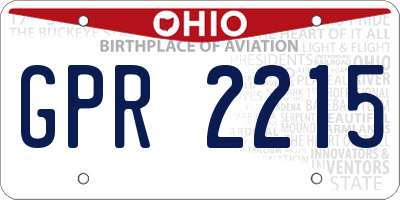 OH license plate GPR2215
