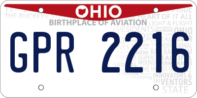 OH license plate GPR2216