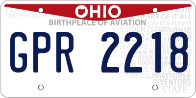 OH license plate GPR2218