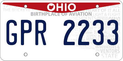 OH license plate GPR2233