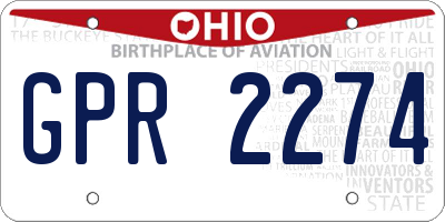 OH license plate GPR2274