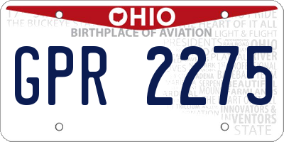 OH license plate GPR2275