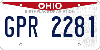 OH license plate GPR2281